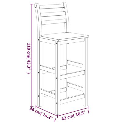 vidaXL 7 pcs Conjunto de bar para jardim madeira de acácia maciça