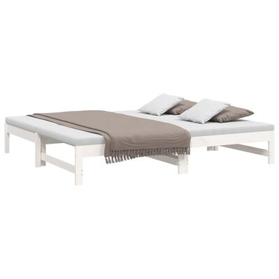 vidaXL Sofá-cama de puxar 2x(75x190) cm madeira de pinho maciça branco