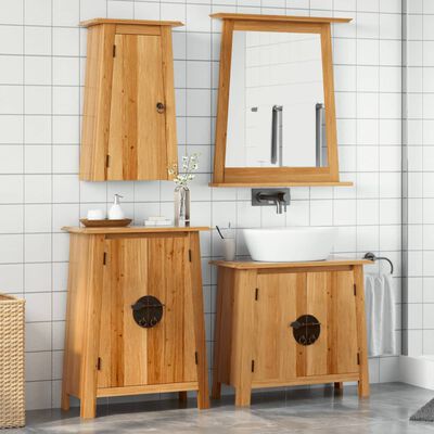 vidaXL 4 pcs conjunto móveis p/ casa de banho madeira de pinho maciça