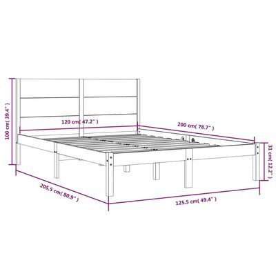 vidaXL Estrutura de cama 120x200 cm madeira de pinho maciça preto