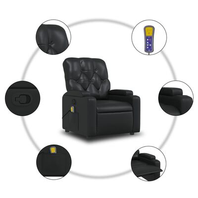 vidaXL Poltrona de massagens reclinável couro artificial preto