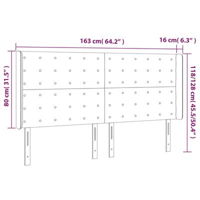 vidaXL Cabeceira de cama c/ LED veludo 163x16x118/128 cm cinza-escuro