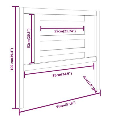 vidaXL Cabeceira de cama 96x4x100 cm pinho maciço cinzento