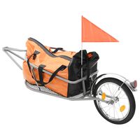 vidaXL Reboque de carga para bicicleta com saco laranja e preto