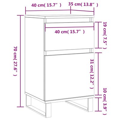 vidaXL Aparador 40x35x70 cm derivados de madeira cinzento sonoma