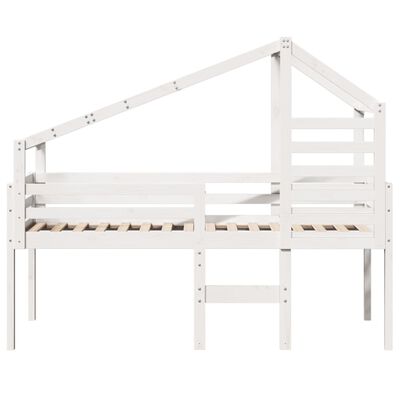 vidaXL Cama alta com telhado 75x190 cm pinho maciço branco