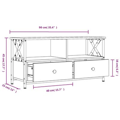 vidaXL Móvel de TV 90x33x45 cm derivados de madeira e ferro preto