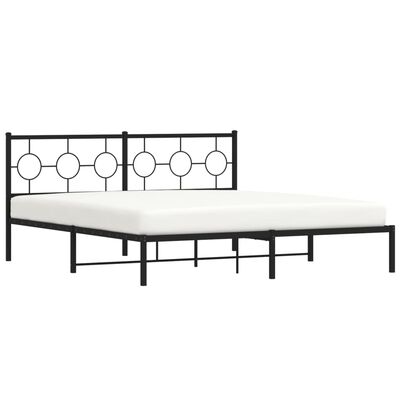 vidaXL Estrutura de cama em metal com cabeceira 180x200 cm preto