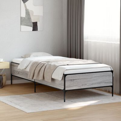 vidaXL Estrutura de cama derivados de madeira e metal cinzento sonoma