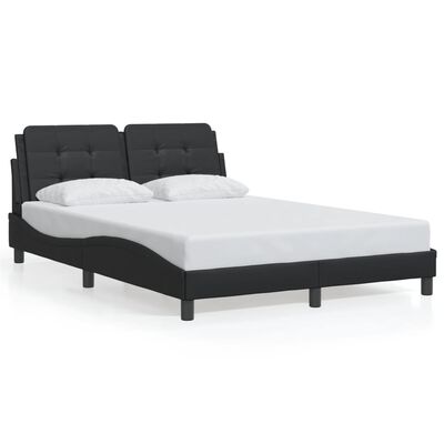 vidaXL Estrutura de cama c/ luzes LED 140x200cm couro artificial preto