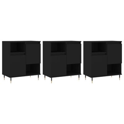 vidaXL Aparadores 3 pcs derivados de madeira preto