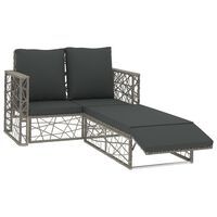 vidaXL 2 pcs conjunto lounge de jardim c/ almofadões vime PE cinzento