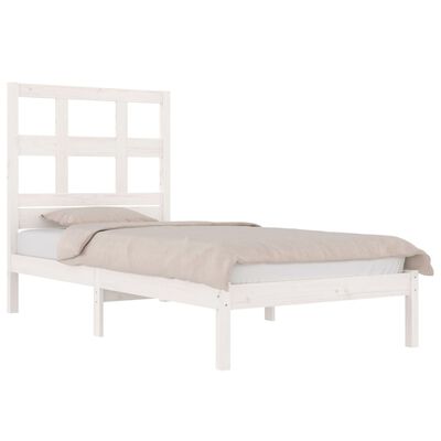 vidaXL Estrutura de cama solteiro 90x190 cm pinho maciço branco