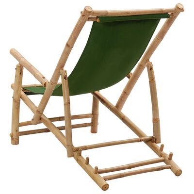vidaXL Cadeira de terraço de bambu e lona verde