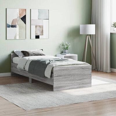 vidaXL Estrutura de cama solteiro derivados madeira cinzento sonoma