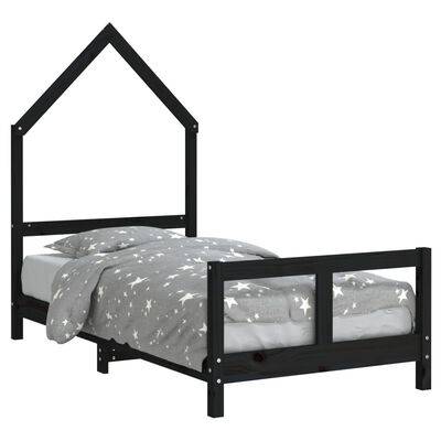 vidaXL Estrutura de cama infantil 80x160 cm pinho maciço preto