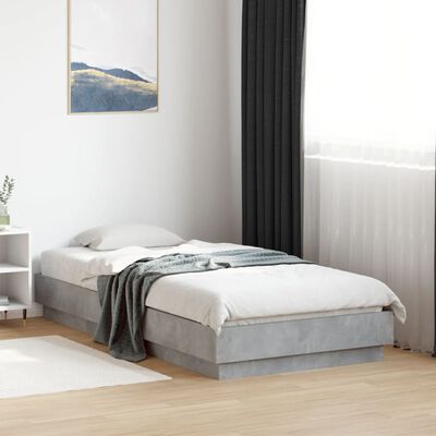 vidaXL Estrutura de cama 75x190 cm derivados de madeira cinza cimento