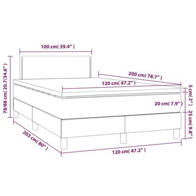 vidaXL Cama com molas/colchão 120x200 cm couro artificial cinzento