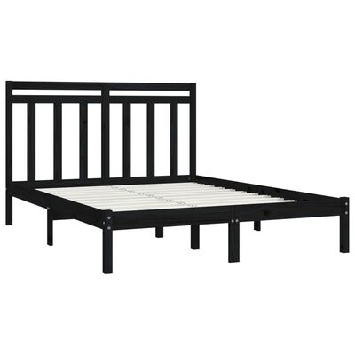 vidaXL Estrutura cama pequena casal 120x190 cm pinho maciço preto