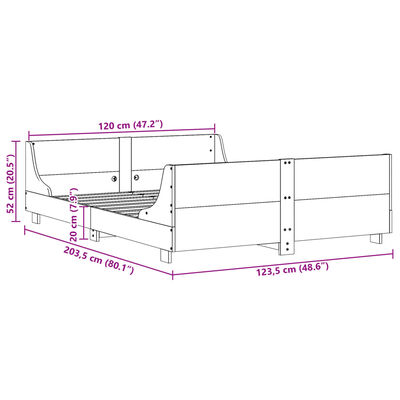 vidaXL Cama sem colchão 120x200 cm madeira de pinho maciça branco