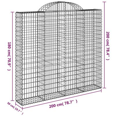 vidaXL Cestos gabião arqueados 9pcs 200x50x180/200cm ferro galvanizado