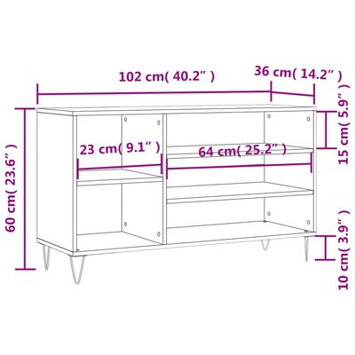 vidaXL Sapateira 102x36x60 cm derivados de madeira branco