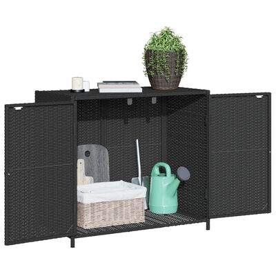 vidaXL Armário de arrumação p/ jardim 83x45x76 cm vime PE preto