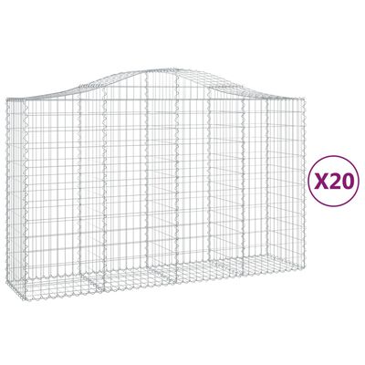 vidaXL Cestos gabião arqueados 20pcs 200x50x120/140 ferro galvanizado