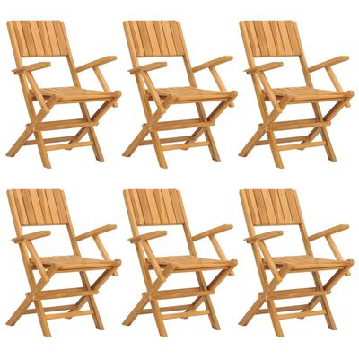 vidaXL Cadeiras de jardim dobráveis 6 pcs 55x61x90 cm teca maciça