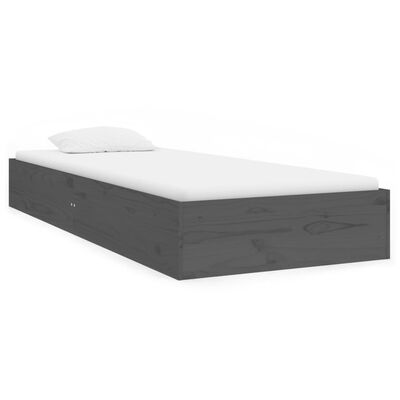 vidaXL Estrutura cama pequena solteiro 75x190 cm madeira maciça cinza