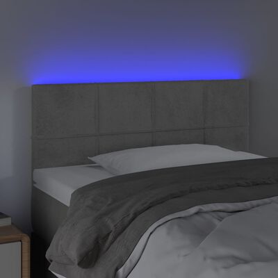 vidaXL Cabeceira de cama c/ luzes LED veludo 80x5x78/88 cm cinza-claro