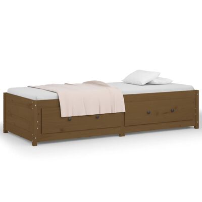 vidaXL Sofá-cama 90x200 cm madeira de pinho maciça castanho mel