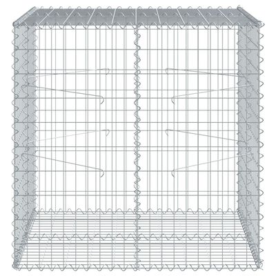 vidaXL Cesto gabião com cobertura 100x100x100 cm ferro galvanizado