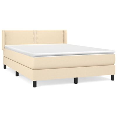 vidaXL Cama com molas/colchão 140x200 cm tecido cor creme