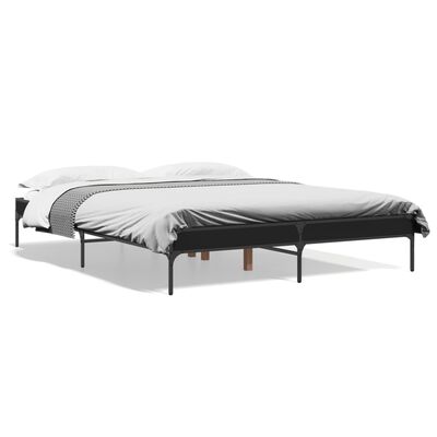 vidaXL Estrutura de cama 140x200 cm derivados de madeira/metal preto