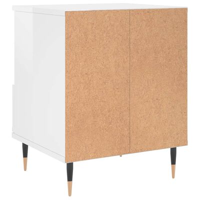 vidaXL Mesa de cabeceira 40x35x50cm derivados madeira branco brilhante