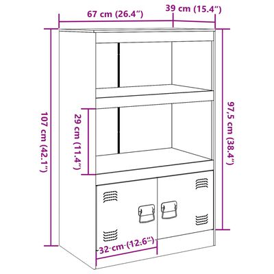 vidaXL Aparador 67x39x107 cm aço antracite