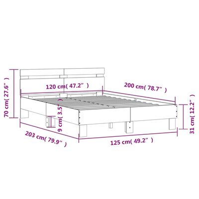 vidaXL Estrutura de cama c/ cabeceira derivados madeira cinza sonoma