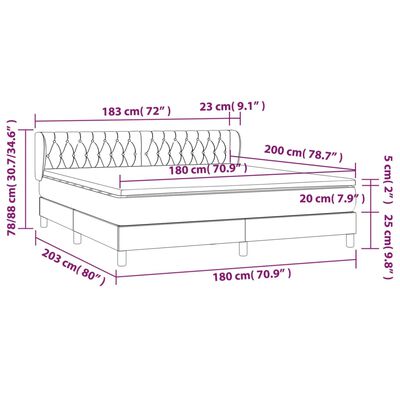 vidaXL Cama com molas/colchão 180x200 cm tecido preto