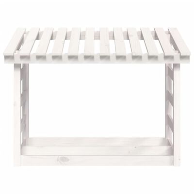 vidaXL Suporte para lenha 108x64,5x78 cm pinho maciço branco