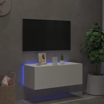 vidaXL Móvel de parede para TV com luzes LED 80x35x31 cm branco