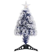 vidaXL Árvore Natal artificial pré-iluminada fibra ótica branco/azul
