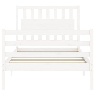 vidaXL Estrutura de cama com cabeceira 100x200cm madeira maciça branco