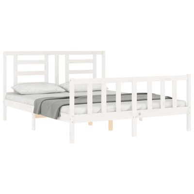 vidaXL Estrutura de cama com cabeceira 160x200 cm madeira maciça