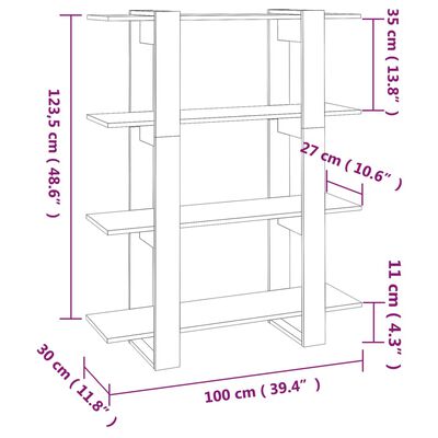 vidaXL Estante/divisória 100x30x123,5 cm preto