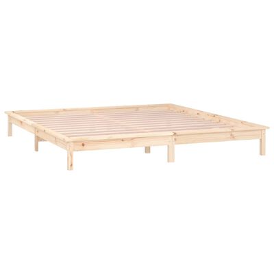 vidaXL Estrutura de cama de casal c/ LED 135x190 cm madeira maciça