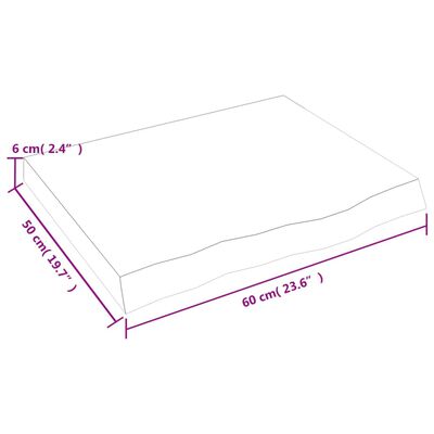 vidaXL Tampo de mesa 60x50x(2-6) cm carvalho maciço não tratado