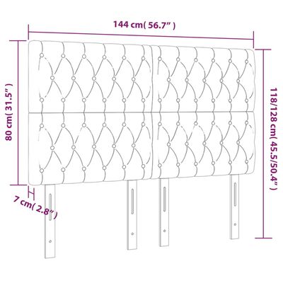 vidaXL Cabeceira de cama c/ luzes LED tecido 144x7x118/128 cm verde