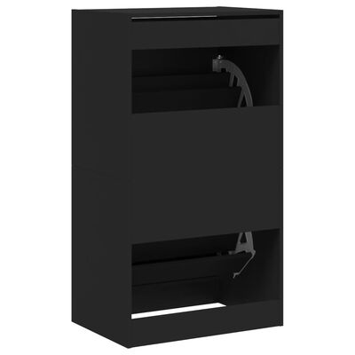 vidaXL Sapateira c/ 2 gavetas articuladas 60x42x108 cm preto