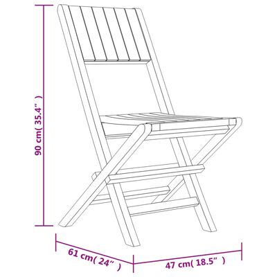 vidaXL Cadeiras de jardim dobráveis 6 pcs 47x61x90 cm teca maciça